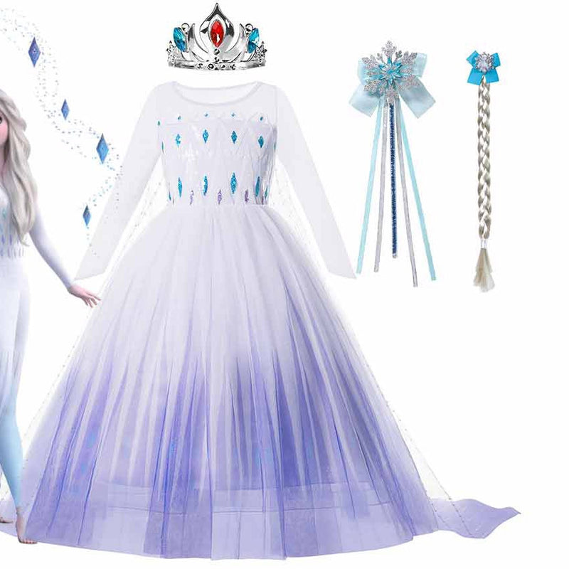 Fantasia 2022 Disney Frozen 2 Vestido Elsa para meninas -  vestido de baile branco Caru Store