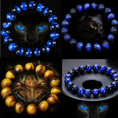 Pulseira Unisex com pedras olhos de tigre, cristal natural Caru Store