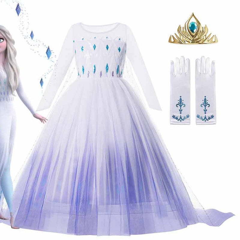 Fantasia 2022 Disney Frozen 2 Vestido Elsa para meninas -  vestido de baile branco Caru Store