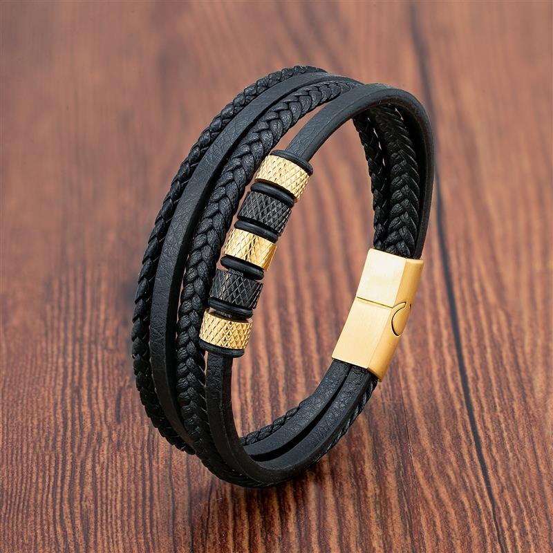 Pulseira Masculina de couro trançado Caru Store