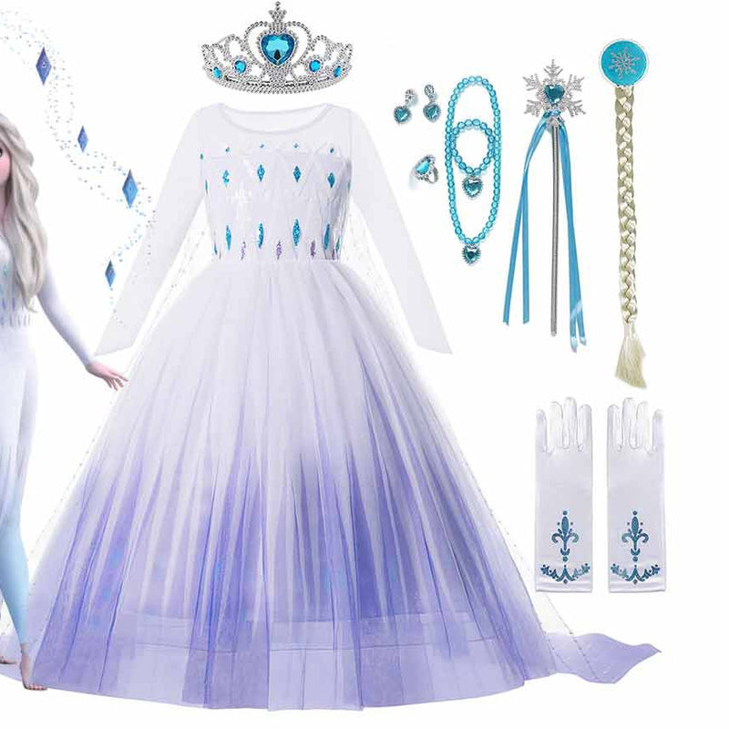 Fantasia 2022 Disney Frozen 2 Vestido Elsa para meninas -  vestido de baile branco Caru Store