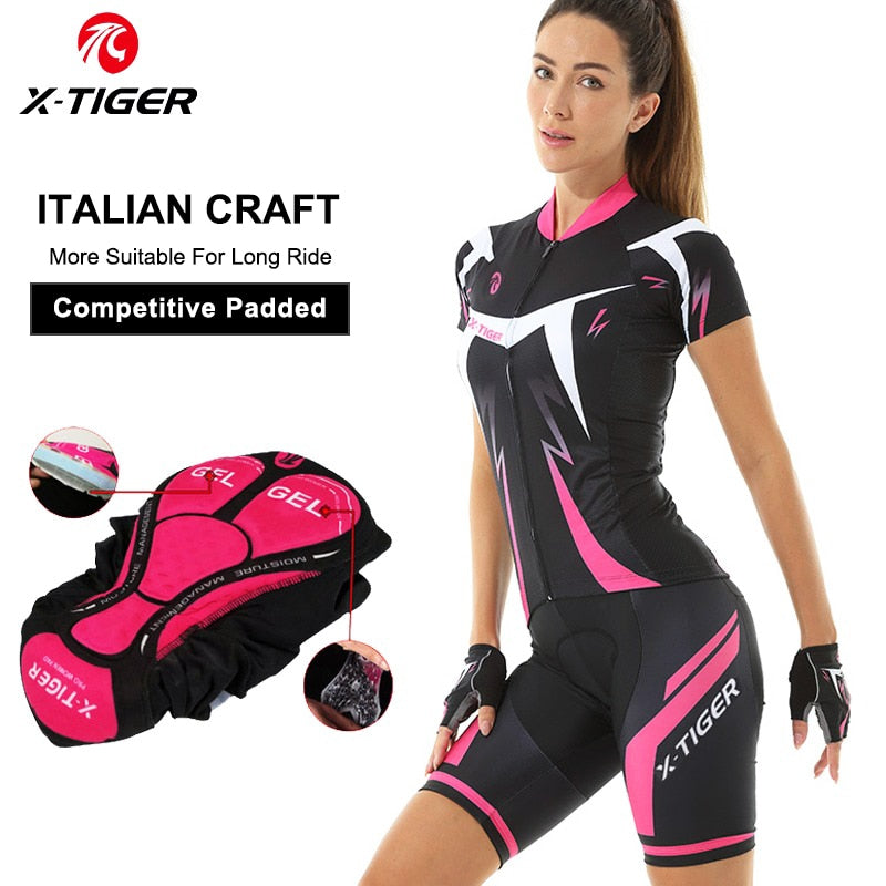 X-Tiger conjunto de camisa de ciclismo feminino verão anti-uv Caru Store
