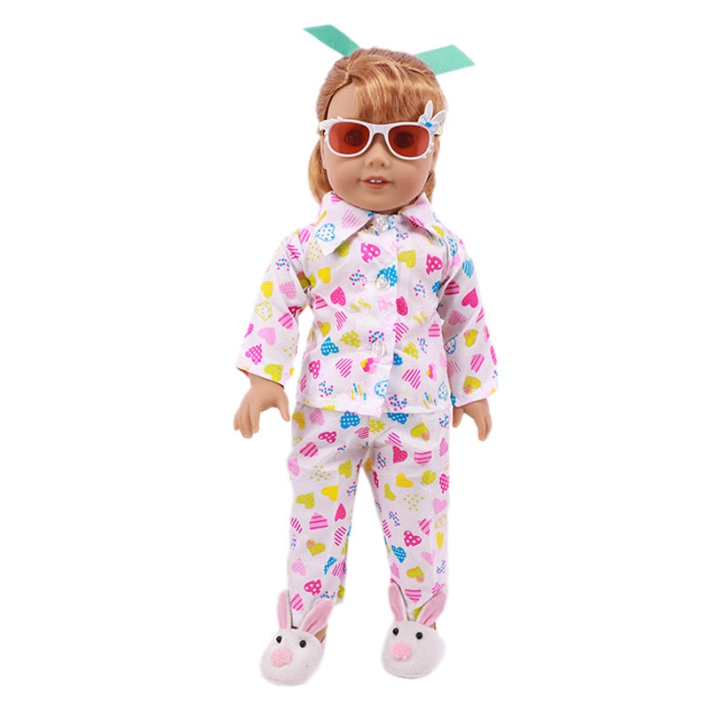 Pijama de boneca com estampa fofa - para bonecas tipo American Girl Caru Store