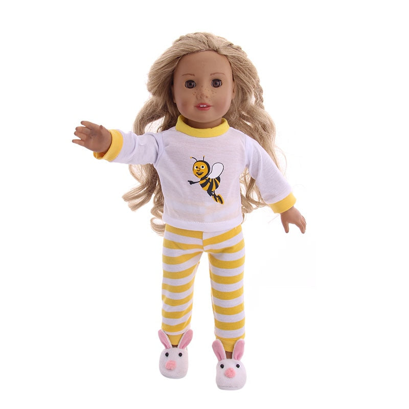 Pijama de boneca com estampa fofa - para bonecas tipo American Girl Caru Store