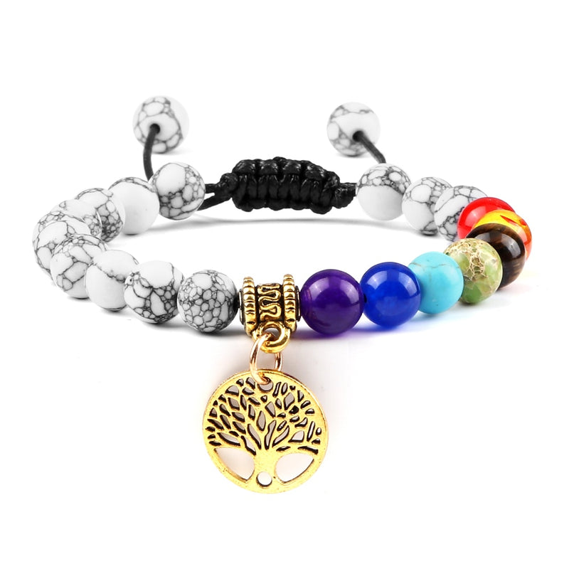 Pulseiras de pedra natural - 7 chakras - árvore da vida Caru Store