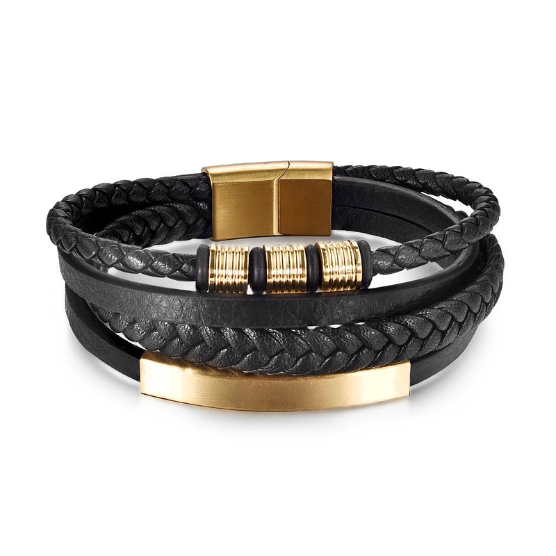 Pulseira Masculina de couro trançado Caru Store