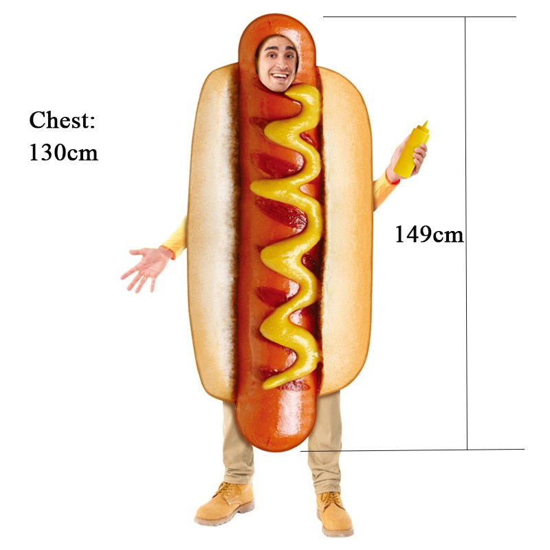 Fantasia Adulto Unisex - fast food hambuerguer, hot dog, batata frita Caru Store