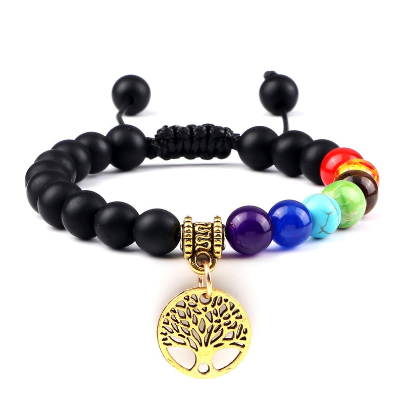 Pulseiras de pedra natural - 7 chakras - árvore da vida Caru Store