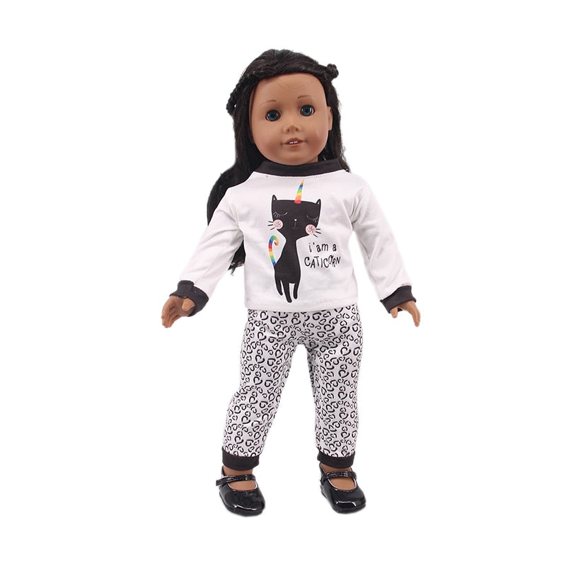 Pijama de boneca com estampa fofa - para bonecas tipo American Girl Caru Store