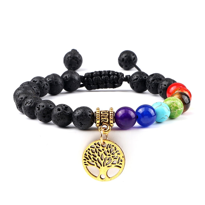 Pulseiras de pedra natural - 7 chakras - árvore da vida Caru Store