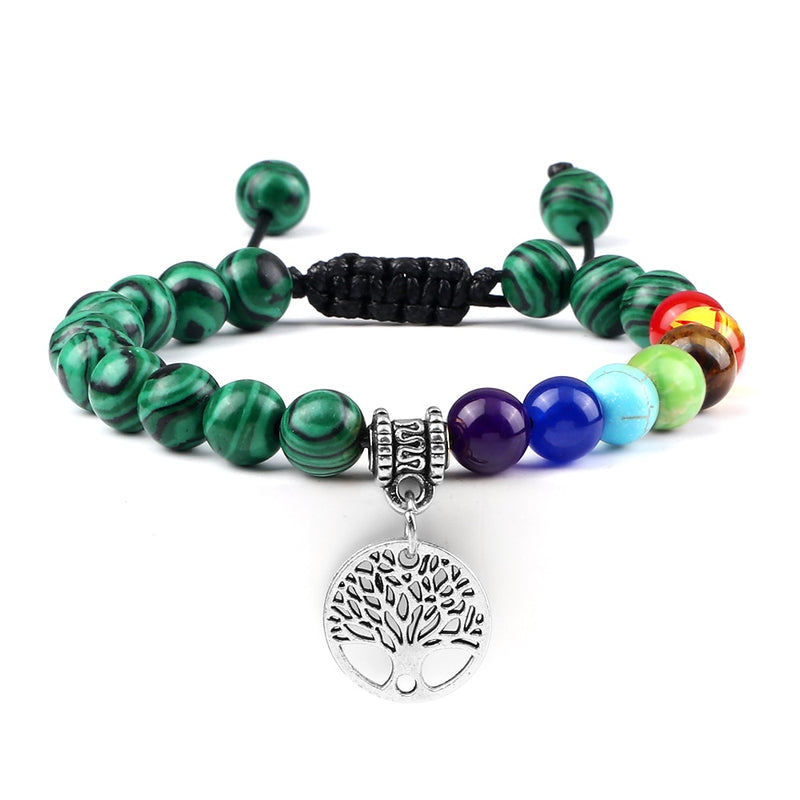 Pulseiras de pedra natural - 7 chakras - árvore da vida Caru Store