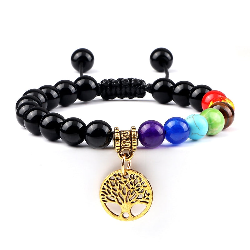 Pulseiras de pedra natural - 7 chakras - árvore da vida Caru Store