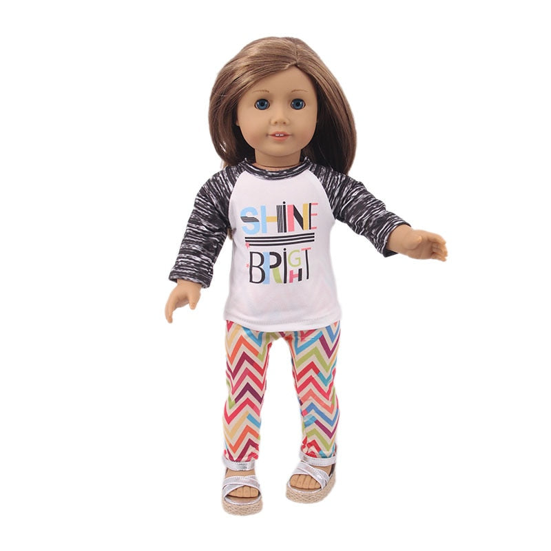 Pijama de boneca com estampa fofa - para bonecas tipo American Girl Caru Store