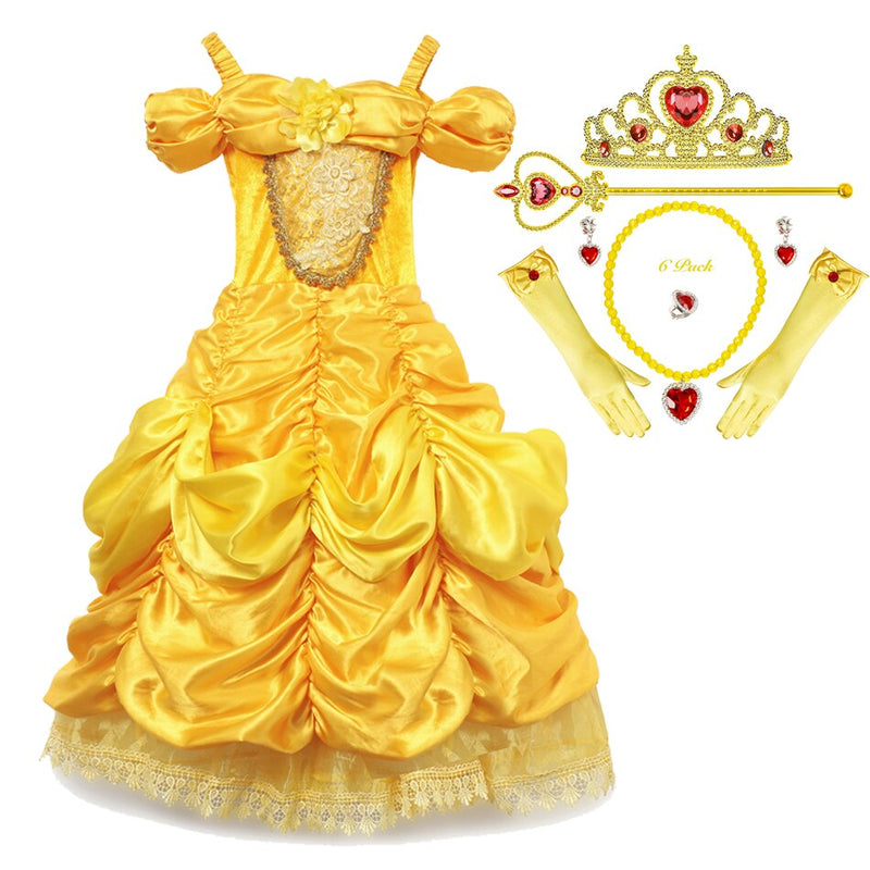 Fantasia Vestido Princesa Bela - 3 a 10 anos Caru Store