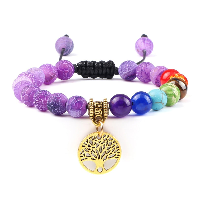 Pulseiras de pedra natural - 7 chakras - árvore da vida Caru Store