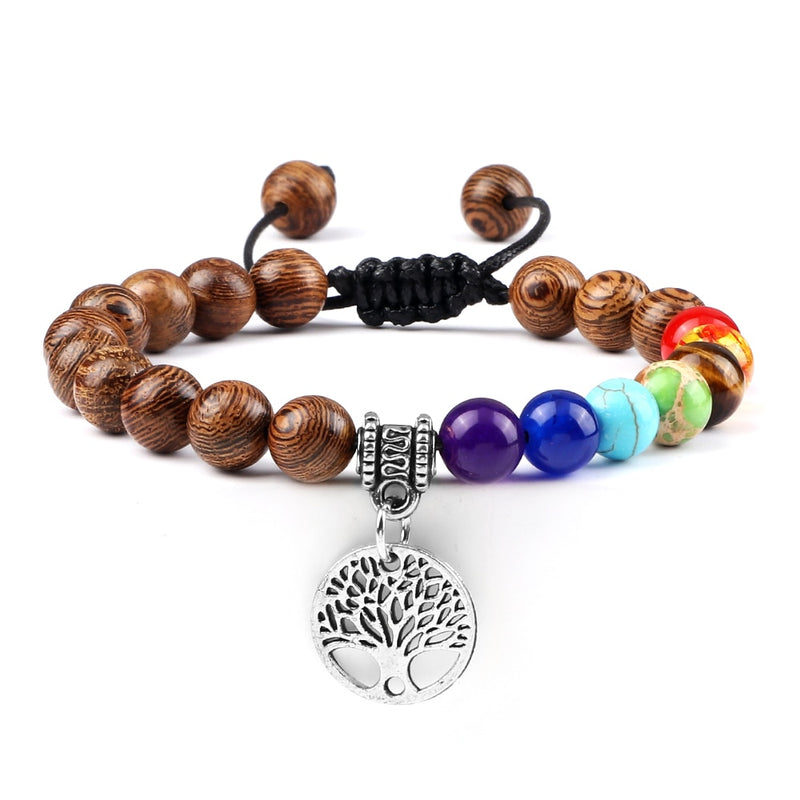 Pulseiras de pedra natural - 7 chakras - árvore da vida Caru Store