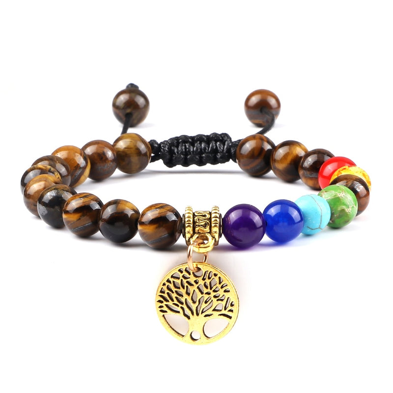 Pulseiras de pedra natural - 7 chakras - árvore da vida Caru Store