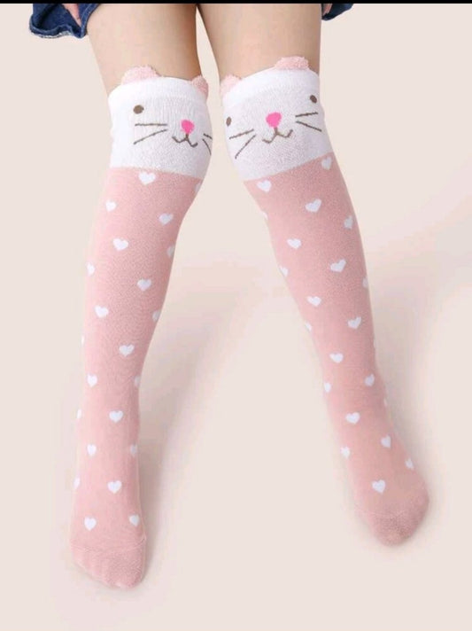 Meia meninas coração & gato *** pronta entrega *** Caru Store