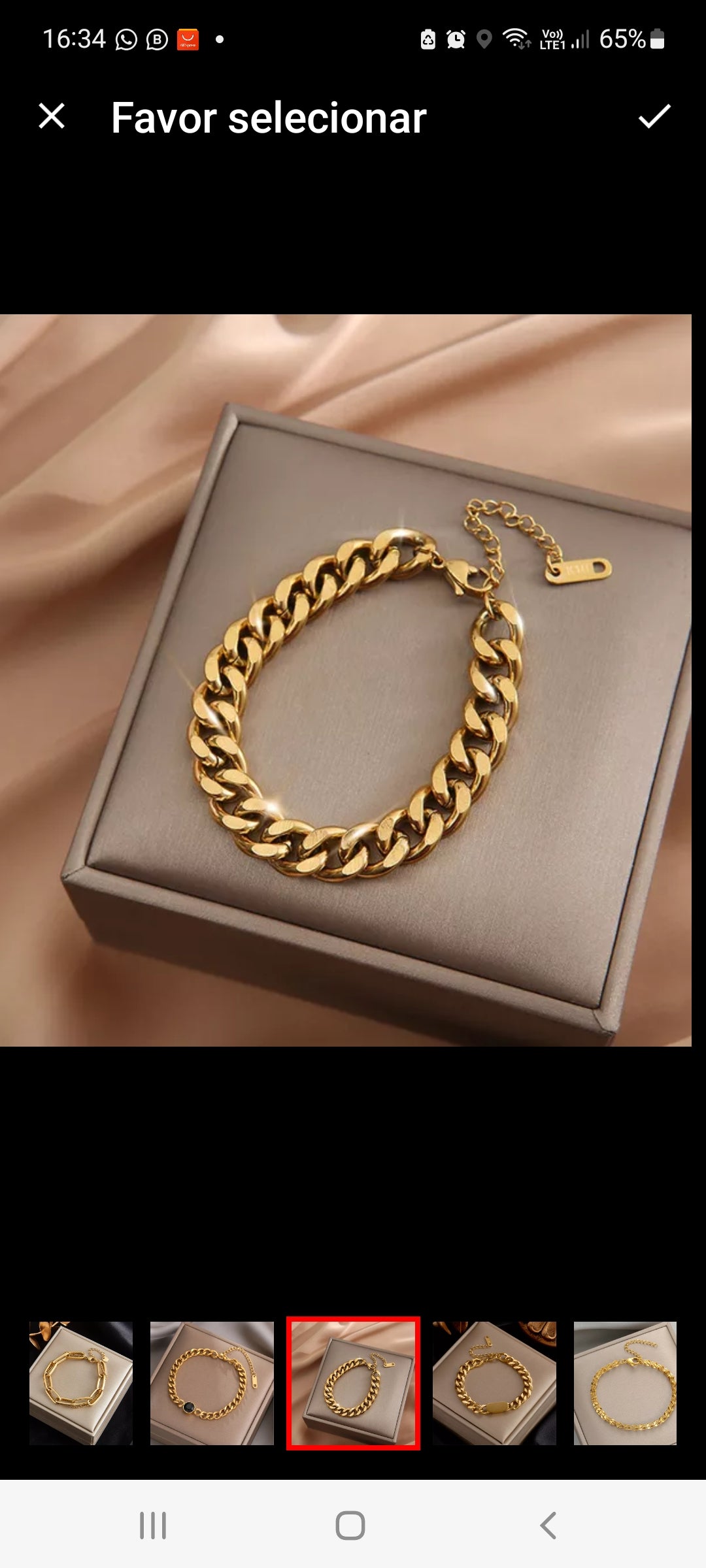 Pulseira Bracelete em aço inoxidável 316l, elos dourados Caru Store