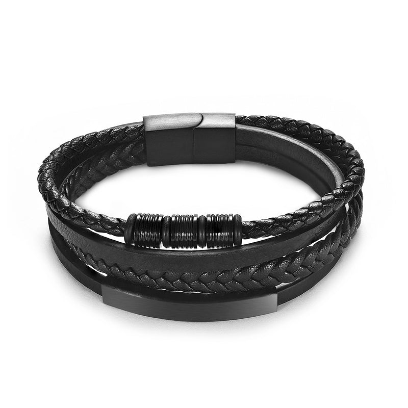 Pulseira Masculina de couro trançado Caru Store