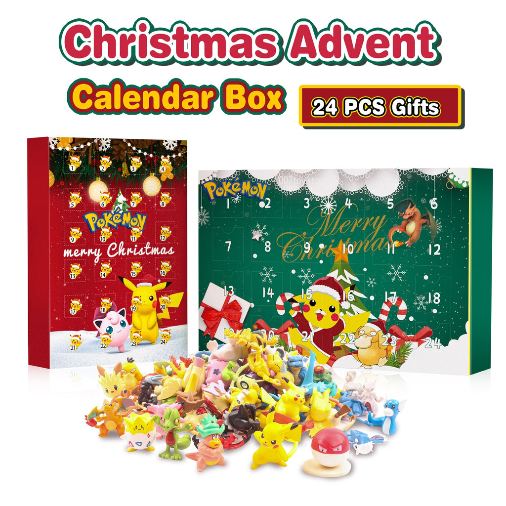 12 pçs figura pokemon natal anime 2022 advento calendário caixa