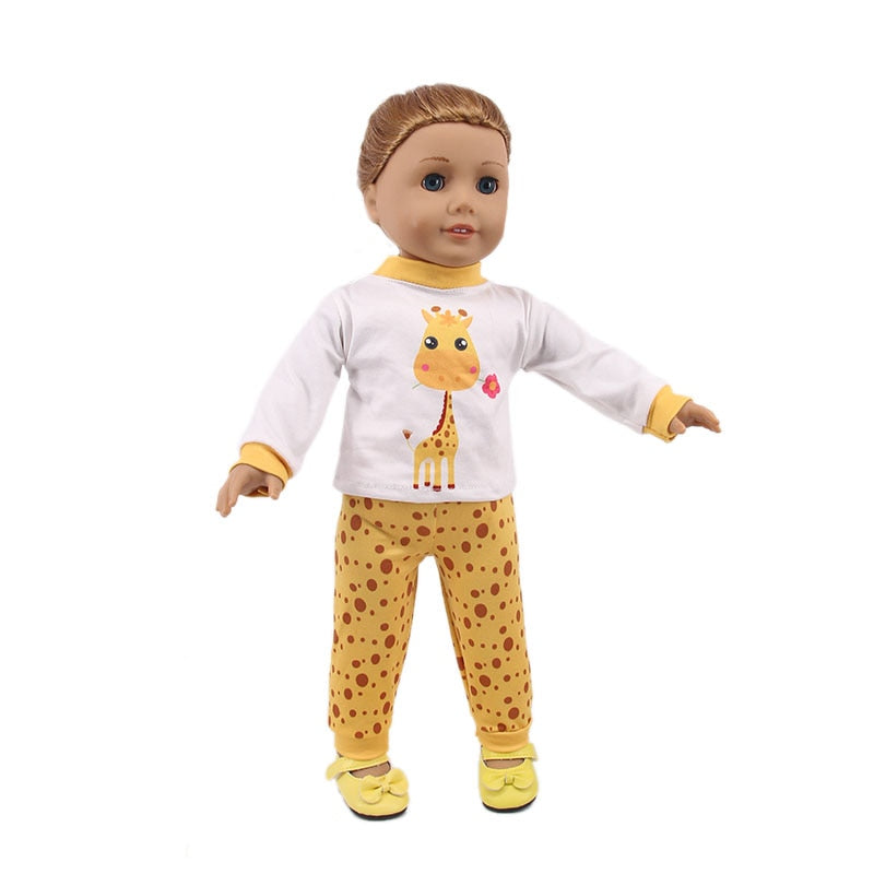 Pijama de boneca com estampa fofa - para bonecas tipo American Girl Caru Store