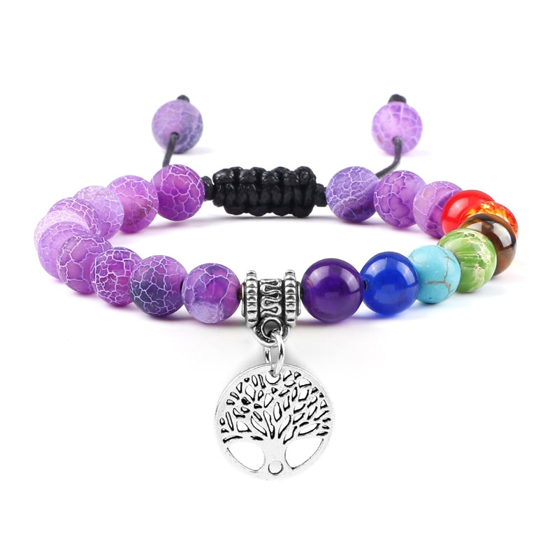 Pulseiras de pedra natural - 7 chakras - árvore da vida Caru Store