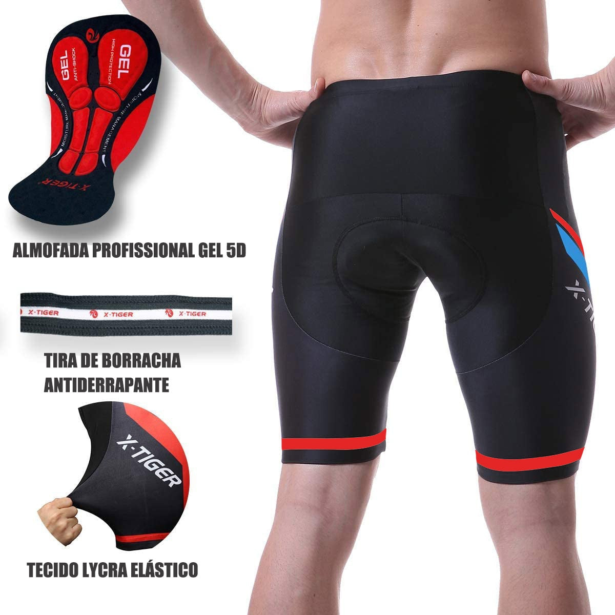 Bermuda Masculina para Ciclismo - com gel -  X-Tiger Caru Store