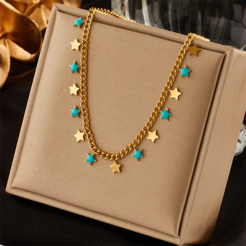 DIEYURO 316L Colar em Aço Inoxidável com Cristal Caru Store