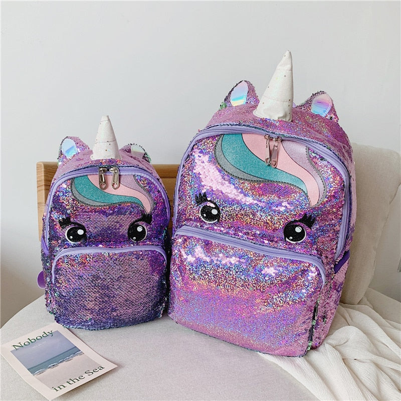 Mochila grande com lantejoulas Unicórnio - Kawaii Caru Store