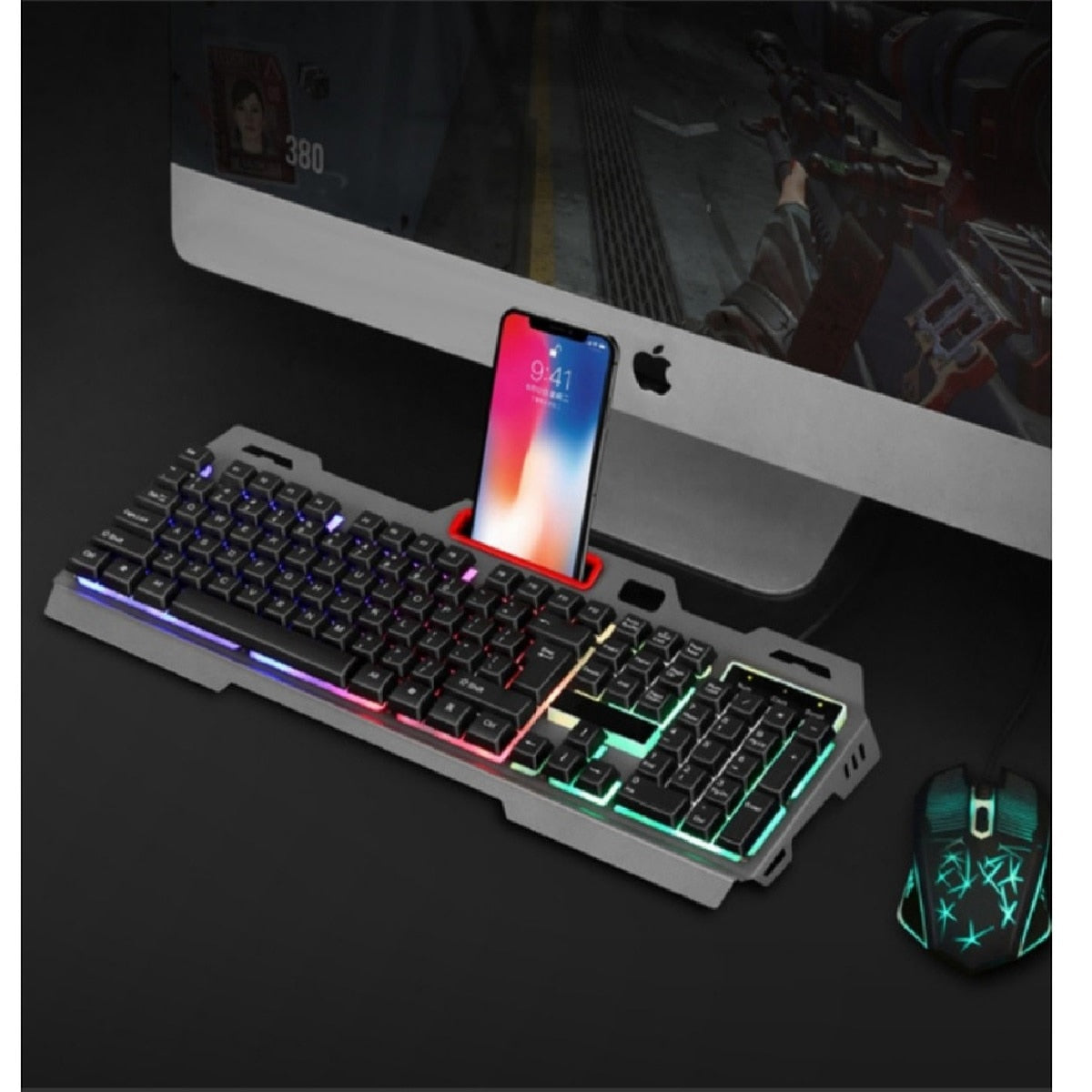 Kit Teclado e Mouse Gamer Profissional LED Colorido USB 2.0 PC retroiluminado 3 cores com fio Caru Store